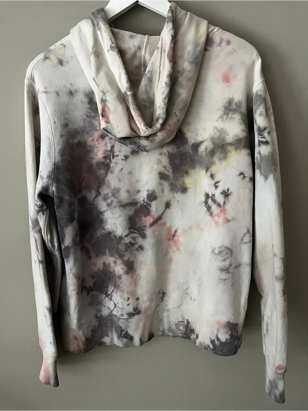 J. Crew Pink & Gray Tie-Dye Hooded Sweater